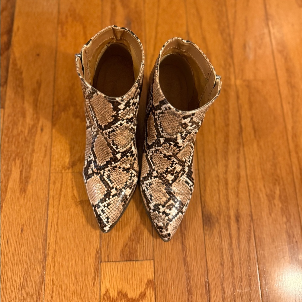 Cupid Snakeskin Ankle Booties